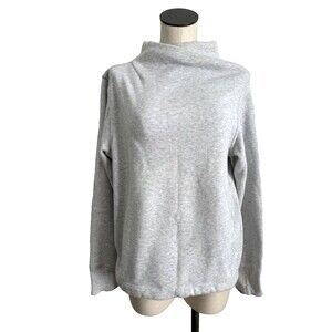Athleta Gray Fleece  Sweatshirt Cozy Karma Twist Neck Zip Pockets Medium